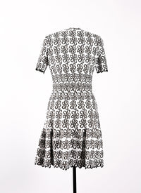 Mesh Astragale short-sleeved dress - Flesh & Multicolour