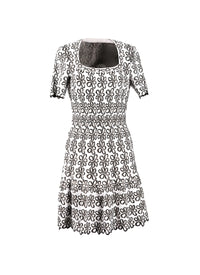 Mesh Astragale Short Sleeve Dress - Flesh & Multicolor