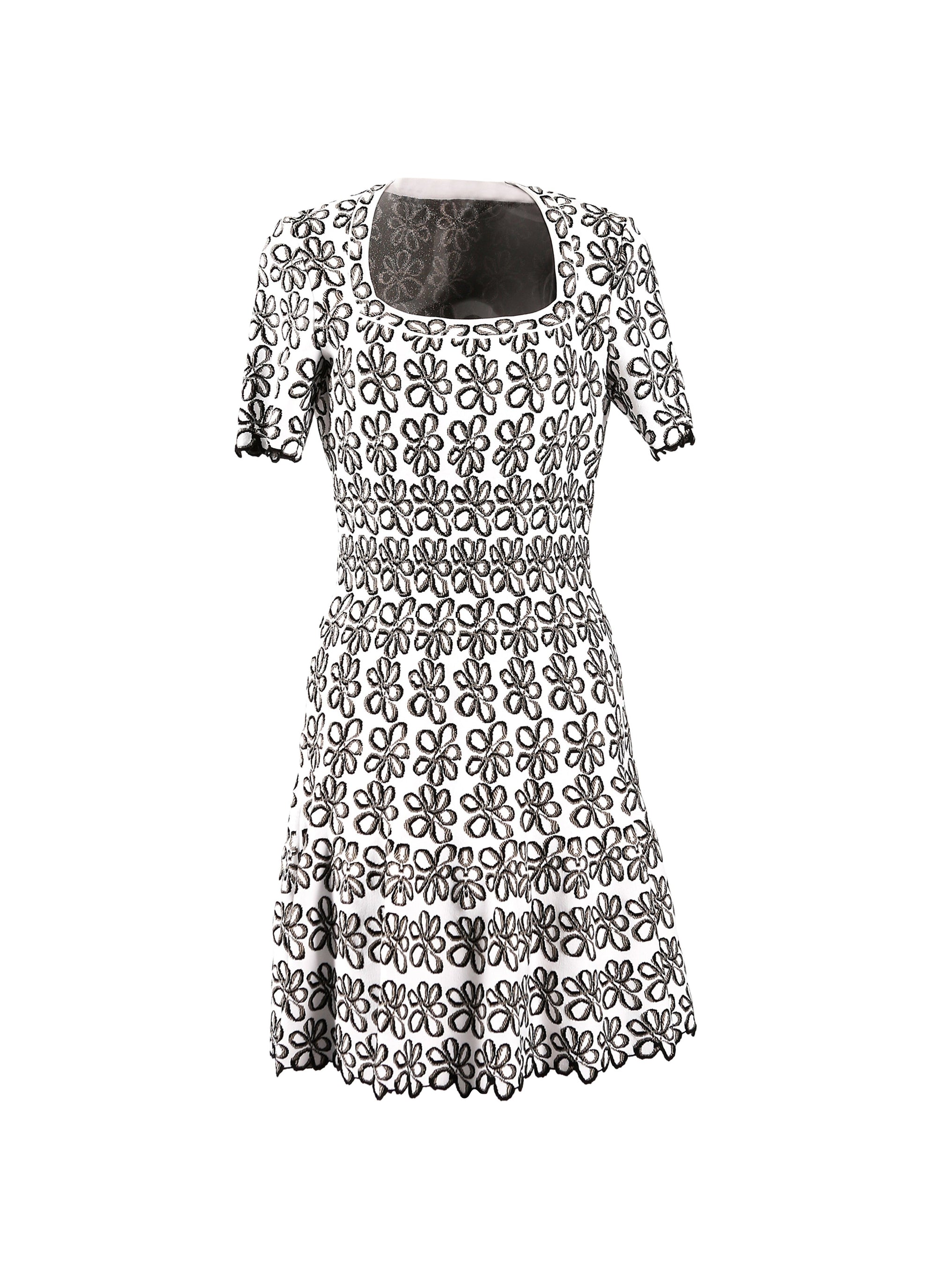 Mesh Astragale Short Sleeve Dress - Flesh & Multicolor
