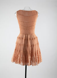 Sleeveless silk lace dress - Macadamia