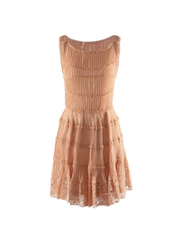 Sleeveless silk lace dress - Macadamia