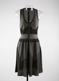 Sleeveless regular dress - Black & Rhodium