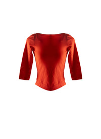 Fitted top with three-quarter length sleeves - Blood Orange