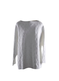 Pull à manches longues à plumetis - Blanc
