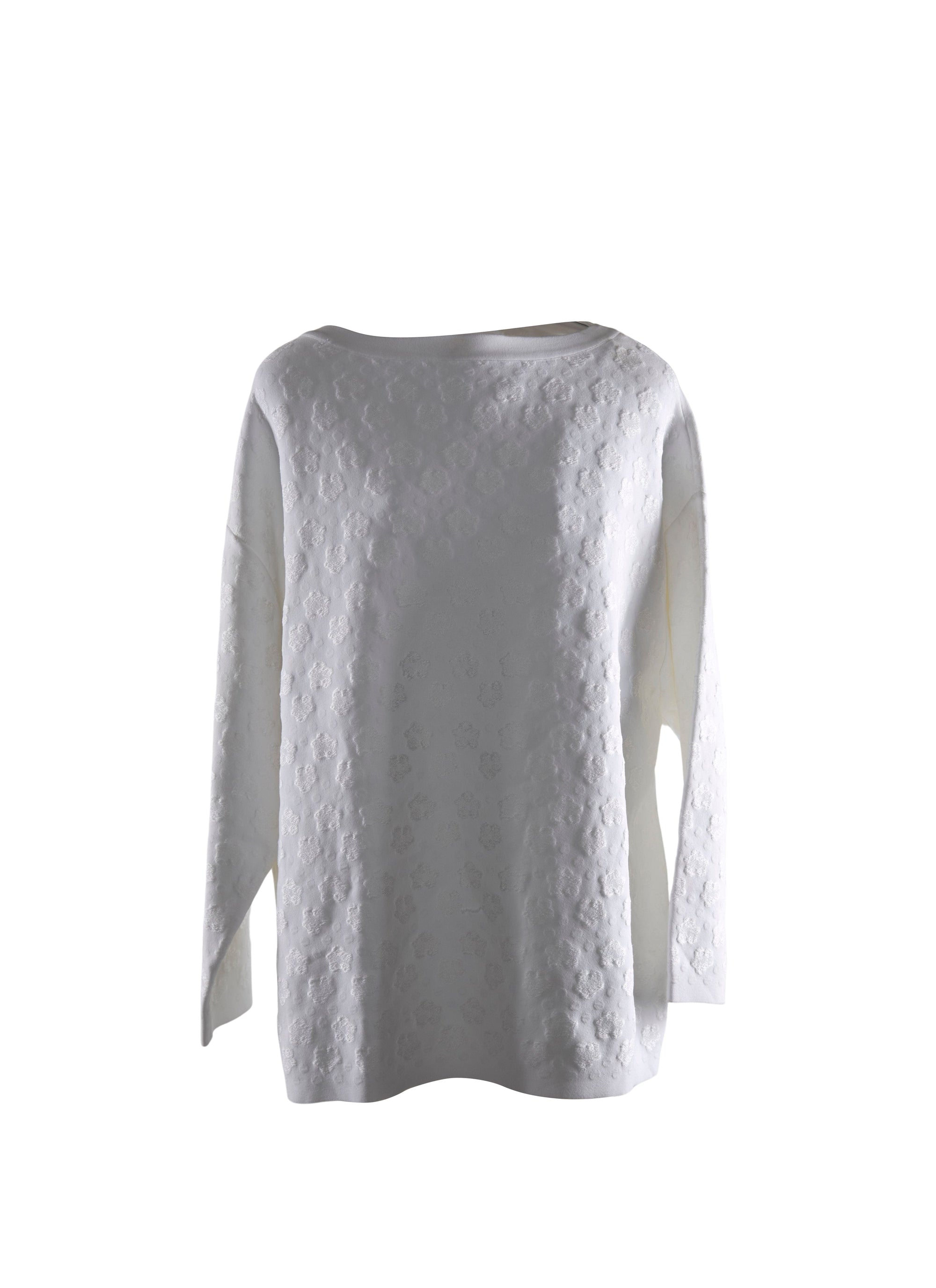 Pull à manches longues à plumetis - Blanc