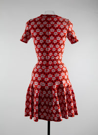 Short-sleeved orchid dress - Orange & White