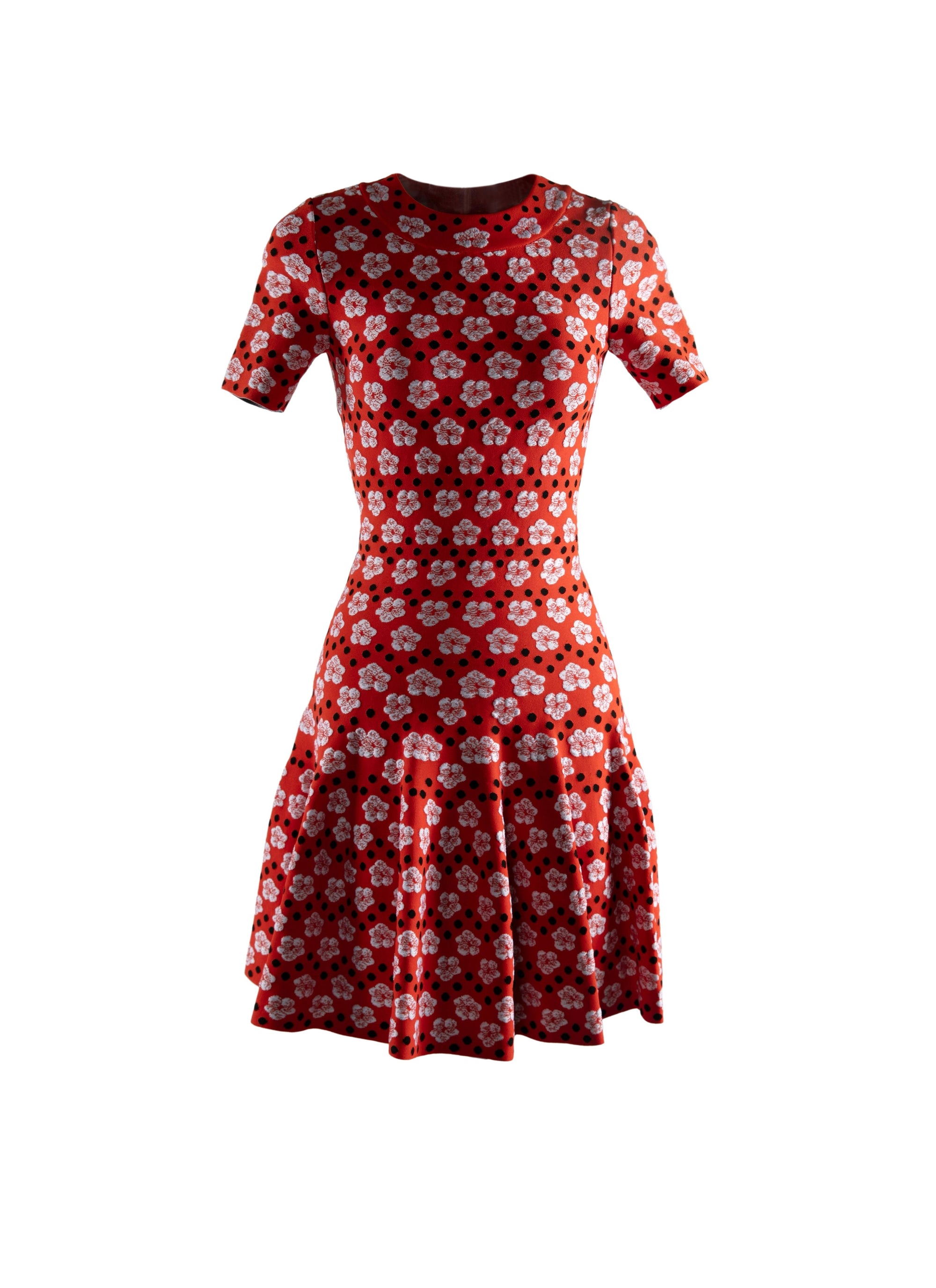 Short-sleeved orchid dress - Orange & White