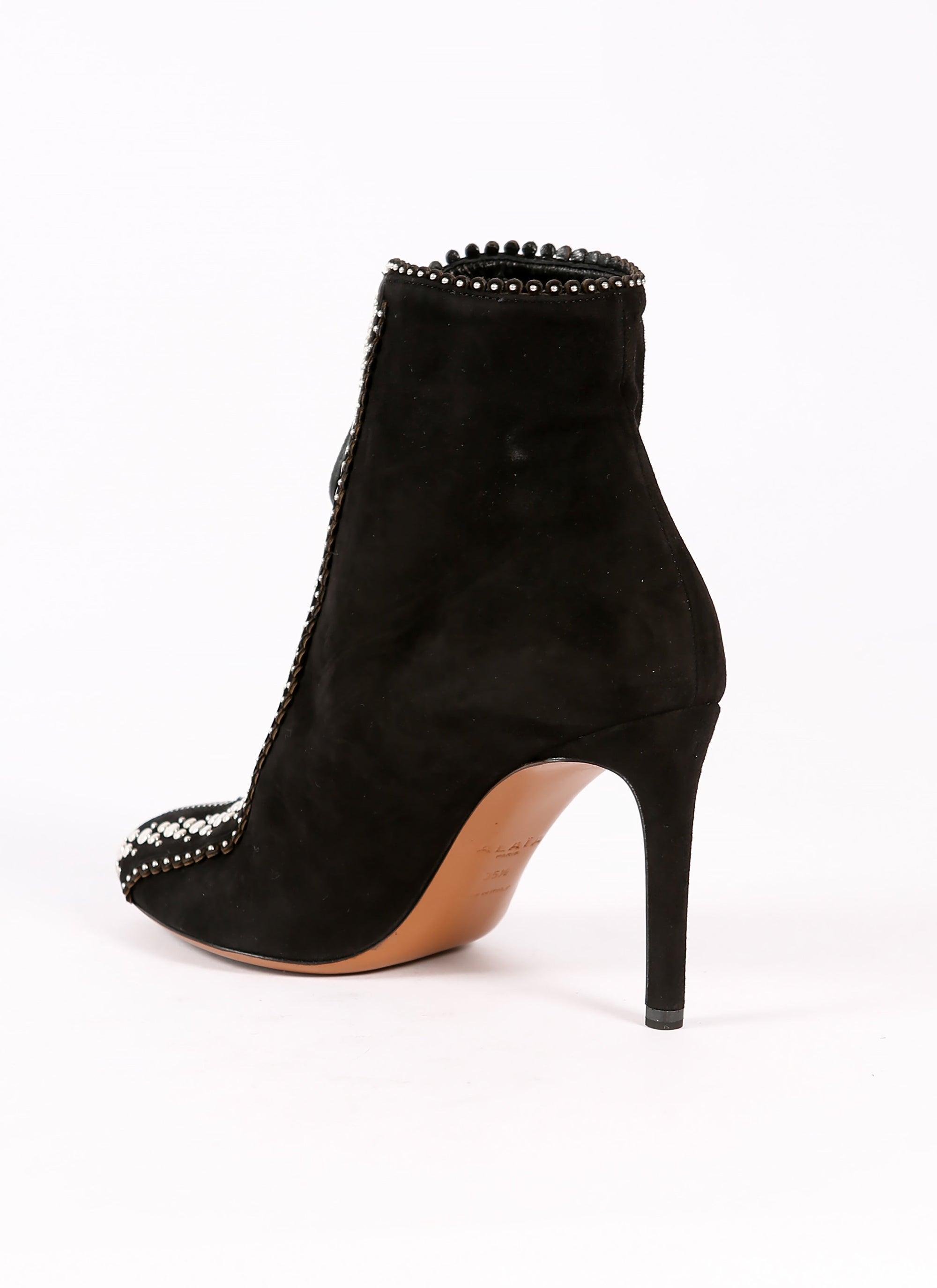 Studded leather ankle boots - Black intense