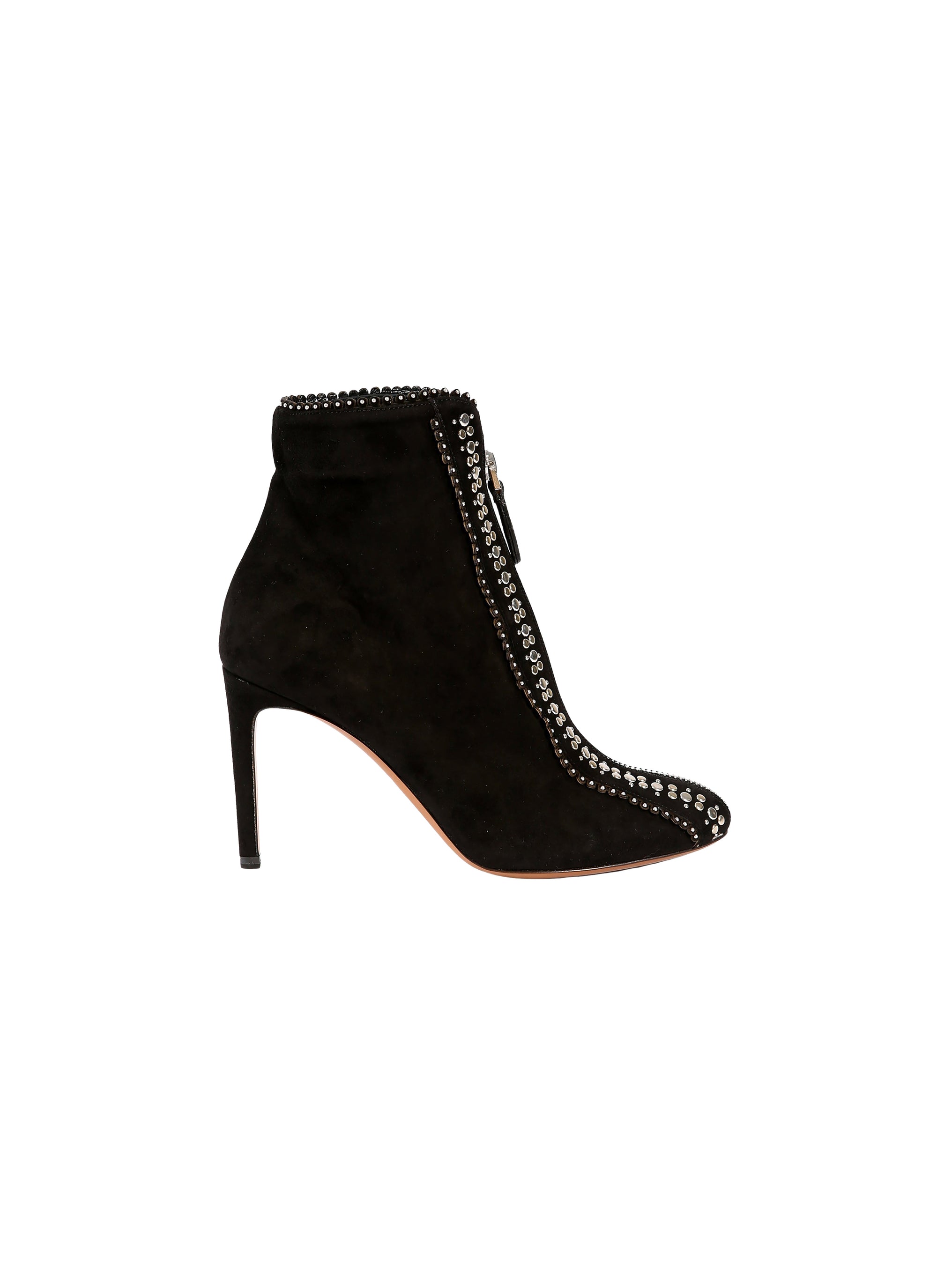 Studded leather ankle boots - Black intense