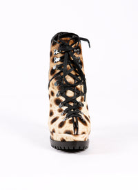 Leather leopard print platform ankle boots - Natural & Black