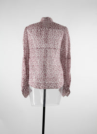 Silk patterned sheer shirt - White & Bordeaux