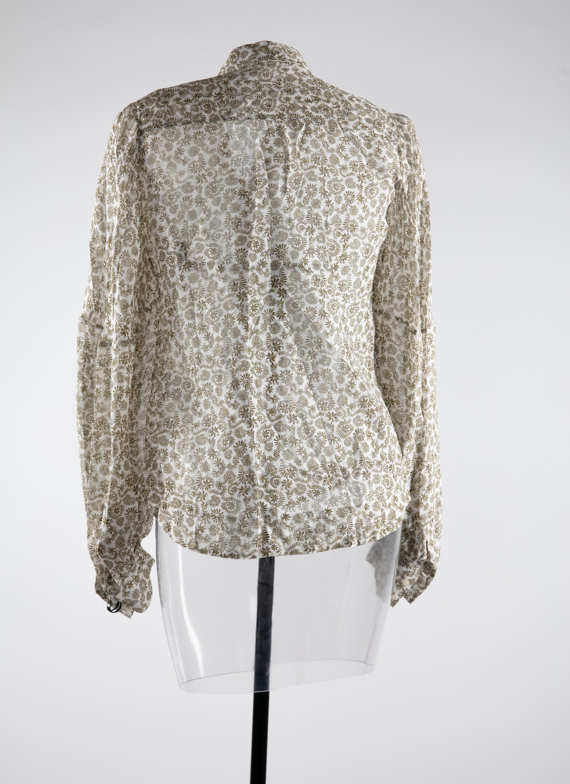 Silk patterned sheer shirt - White & Green