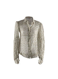 Silk patterned sheer shirt - White & Green