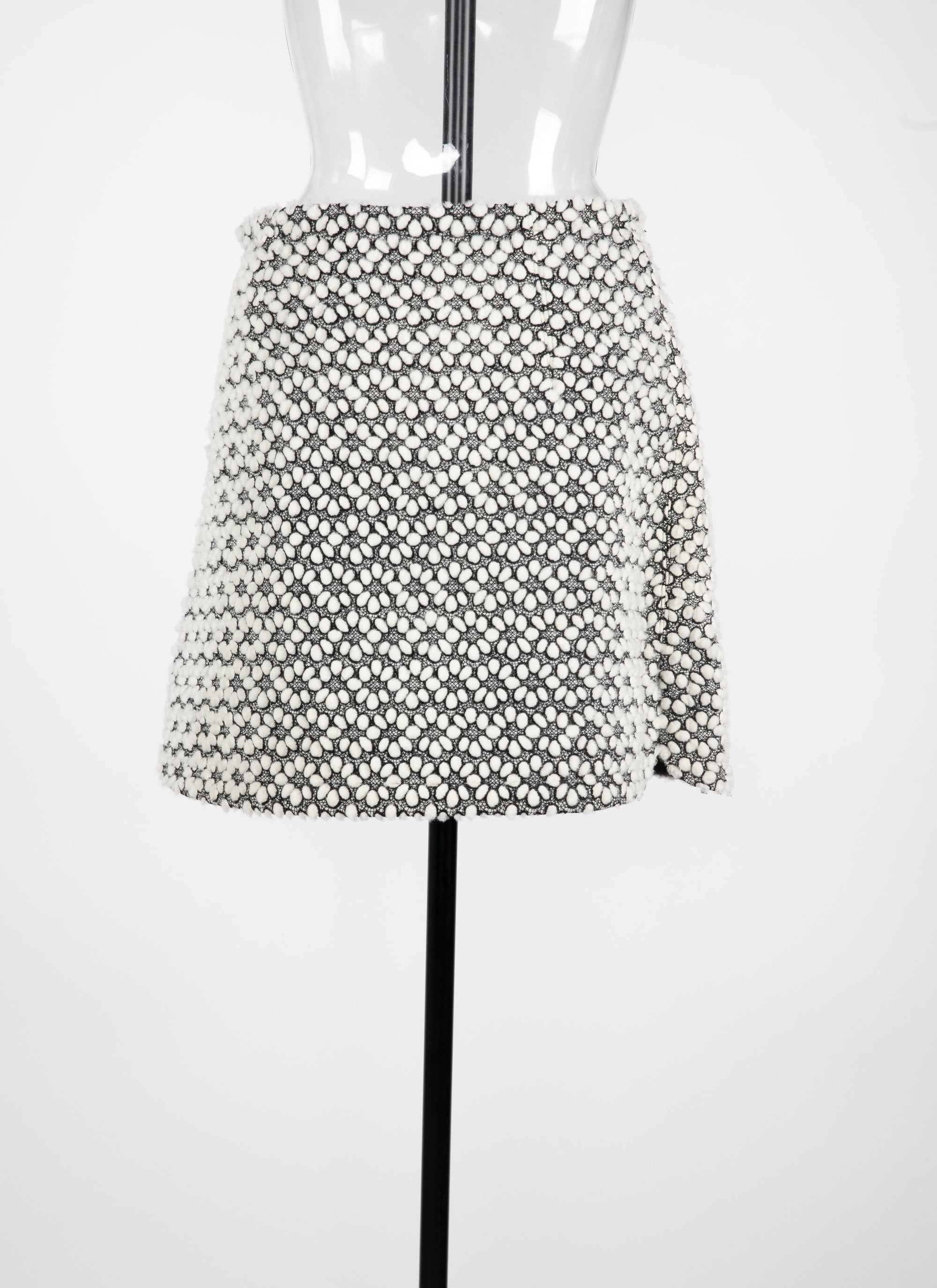 Embroidered leather mini-skirt - White & Black