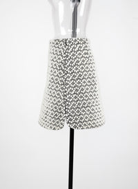 Embroidered leather mini-skirt - White & Black
