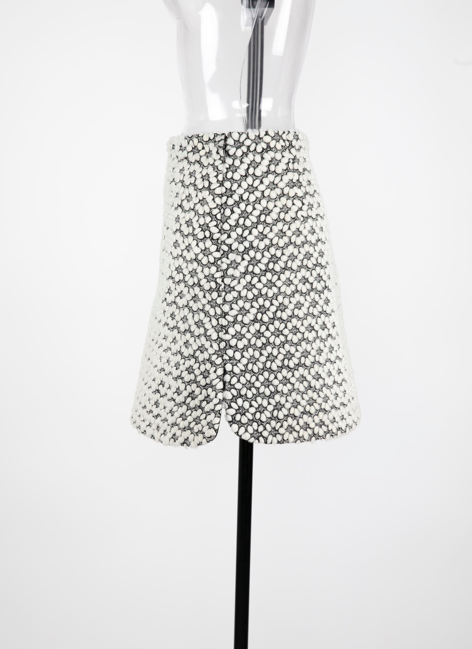 Embroidered leather mini-skirt - White & Black