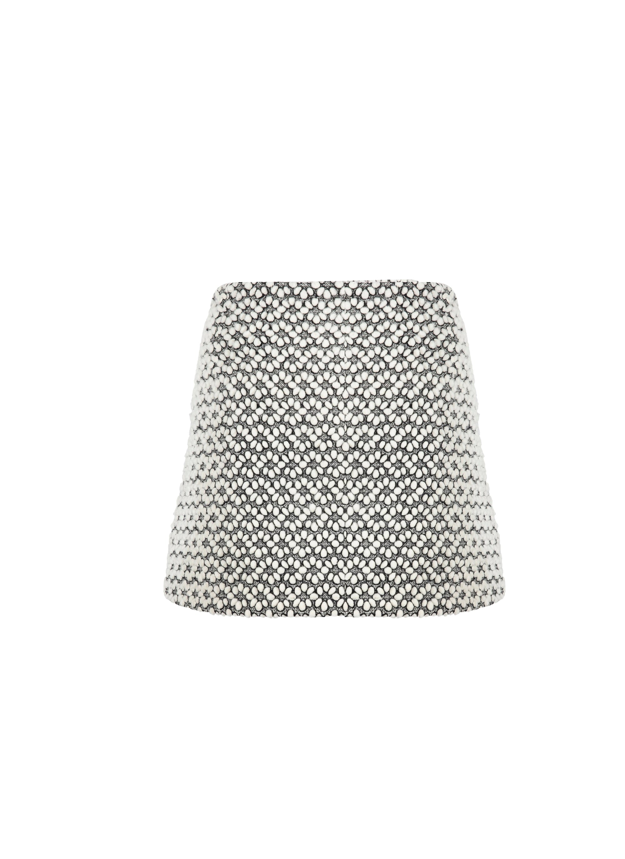 Embroidered leather mini-skirt - White & Black