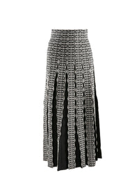 Midi skirt with contrasting pleats - Black & White