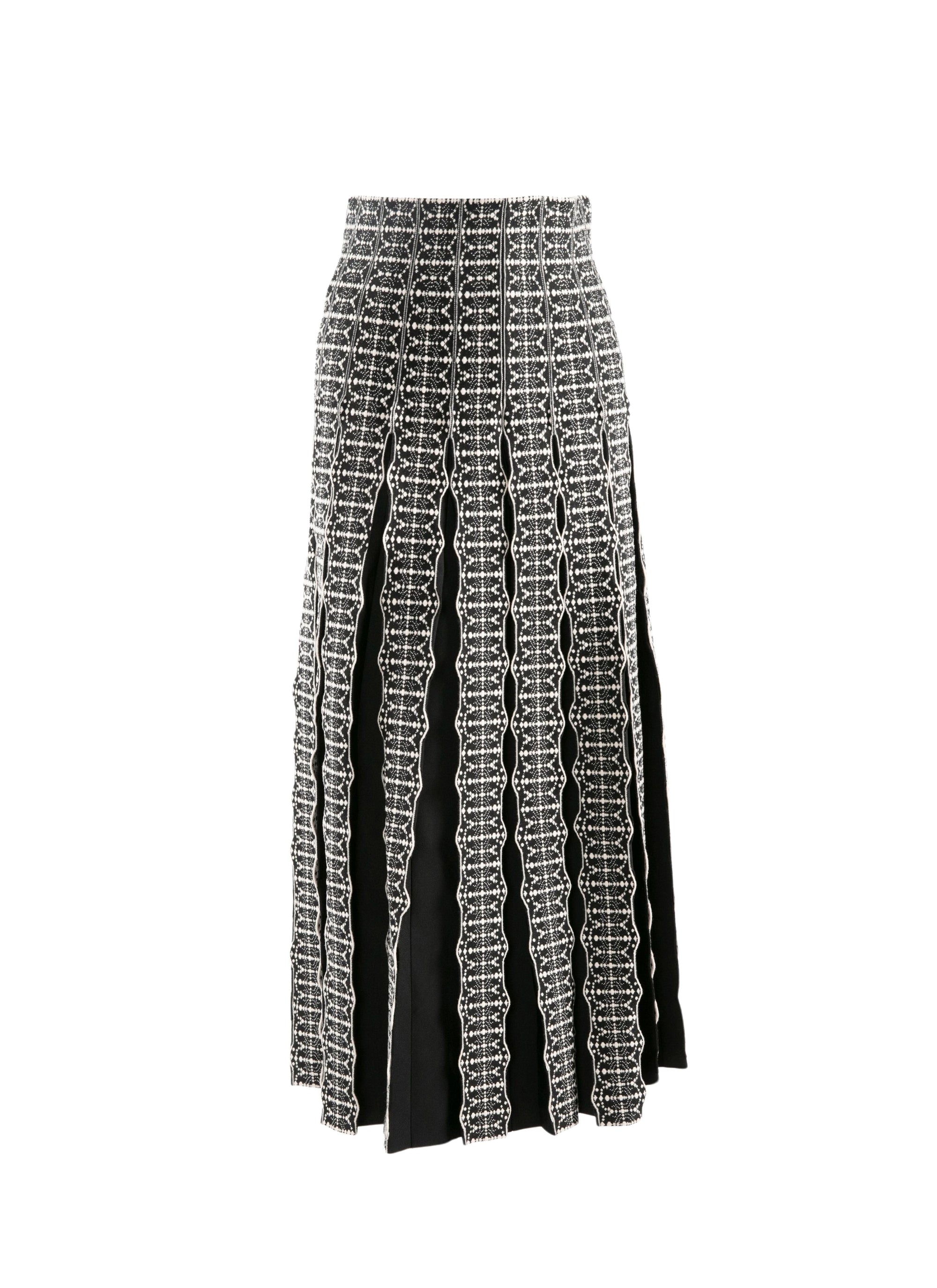 Midi skirt with contrasting pleats - Black & White