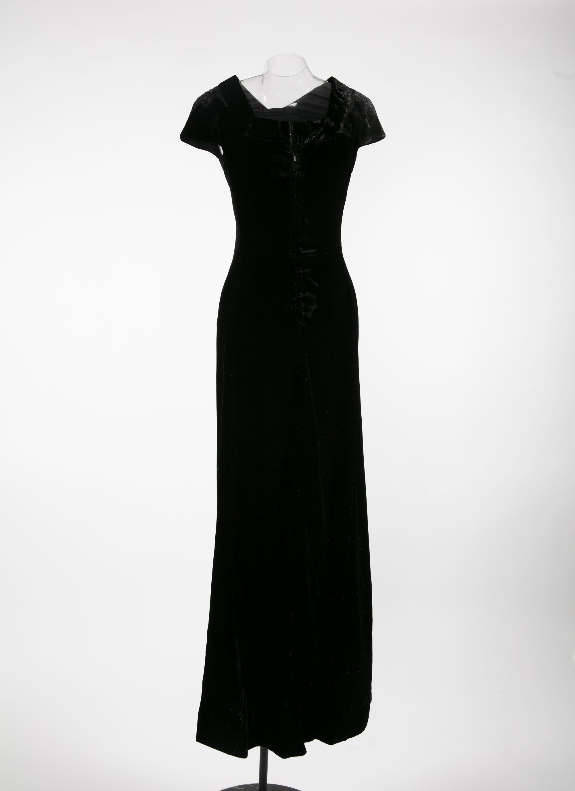 Robe longue pailletée à manches courtes - Noir Brillant