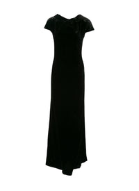 Robe longue pailletée à manches courtes - Noir Brillant