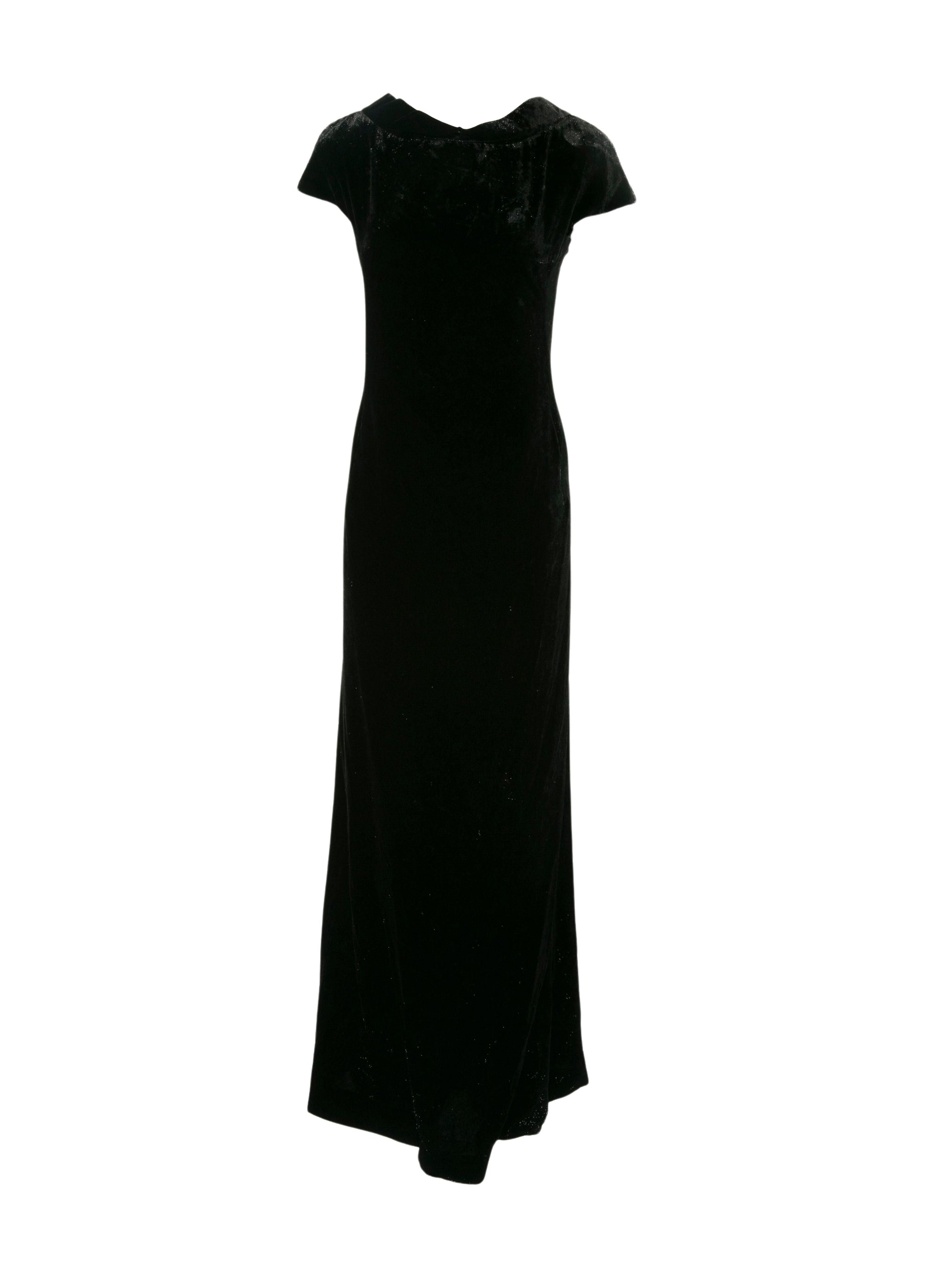 Robe longue pailletée à manches courtes - Noir Brillant