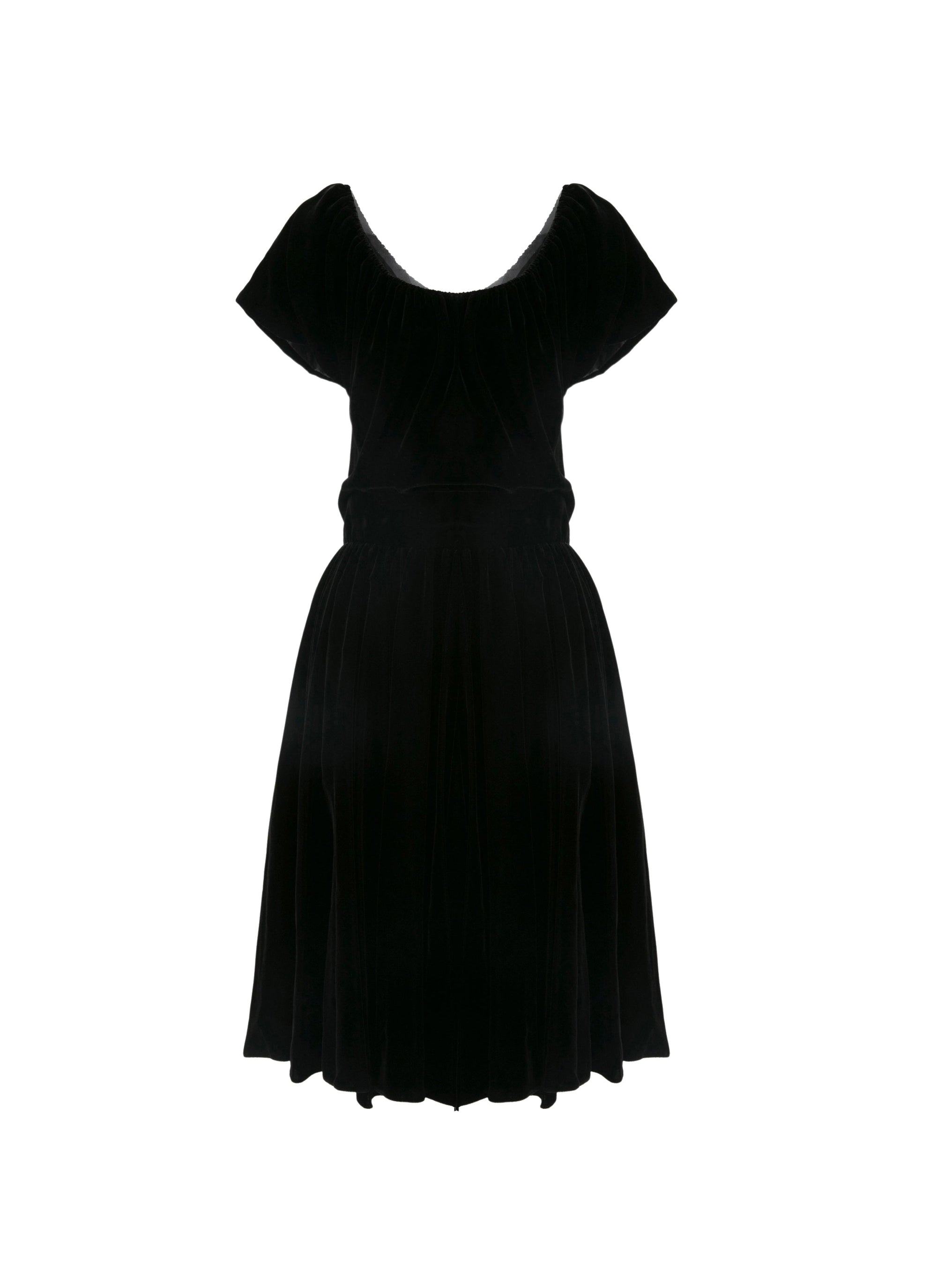 Velvet short sleeve dress - Black