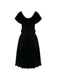 Short-sleeved velvet dress - Black intense