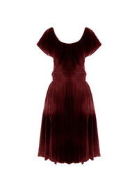 Velvet short sleeve dress - Bordeaux