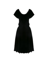 Short-sleeved velvet dress - Black