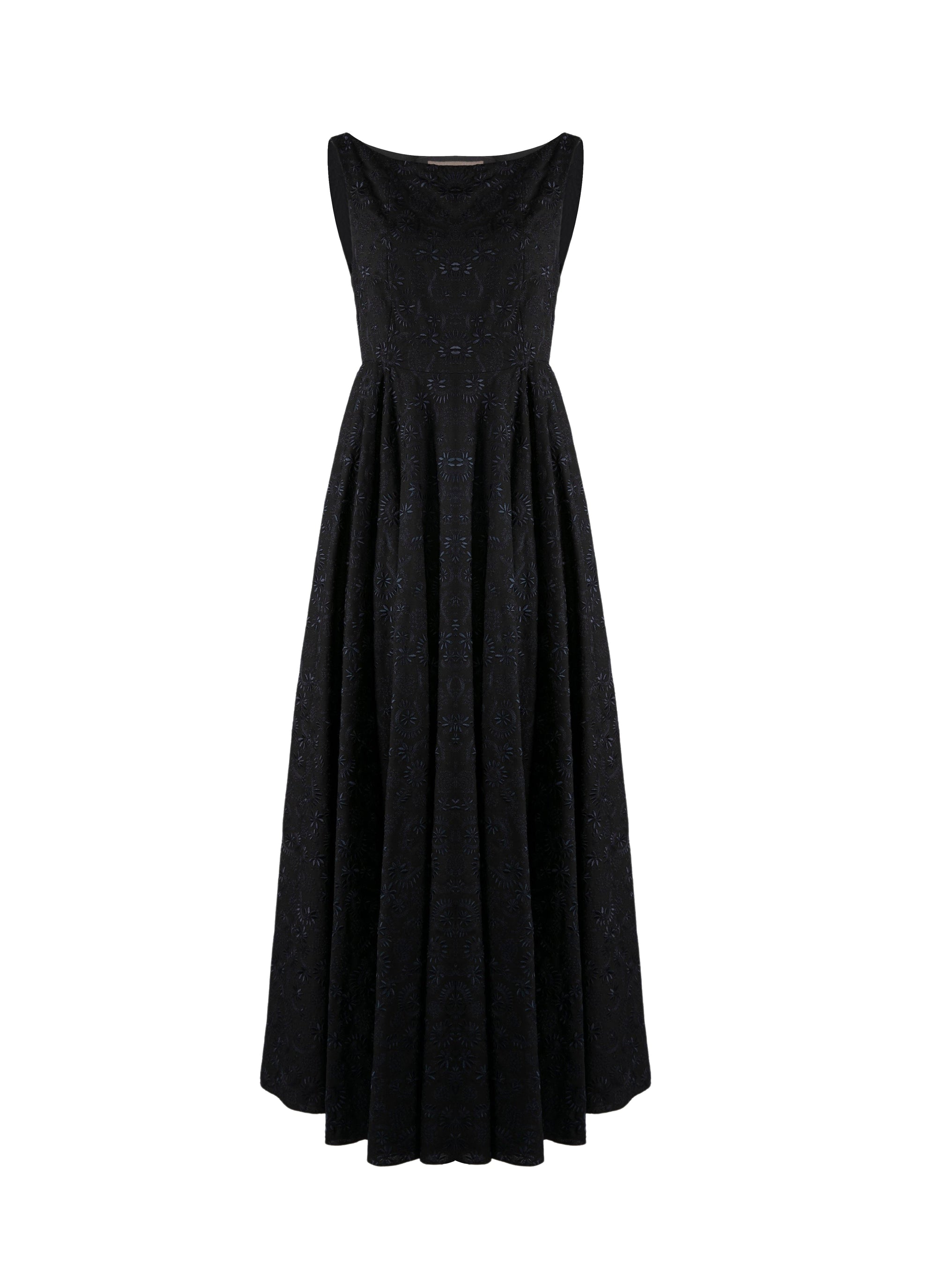 Sleeveless embroidered flowing dress - Black & Night