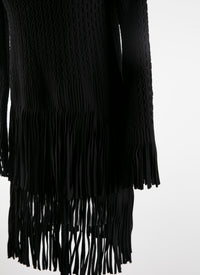 Dress with fringed sleeves and hem - Black intense