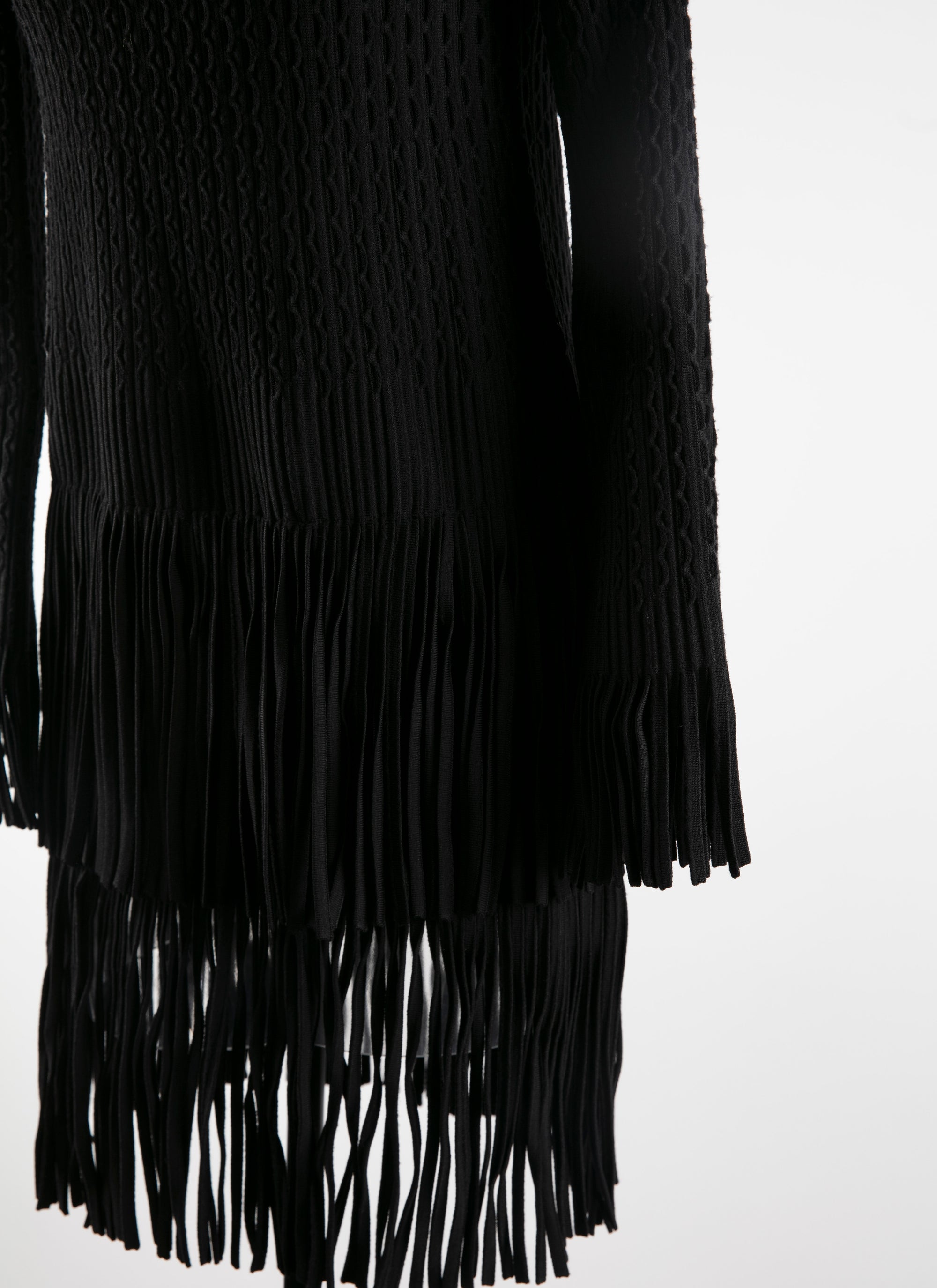 Dress with fringed sleeves and hem - Black intense