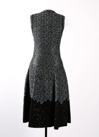 Jungle sleeveless knit dress - Black & Blue