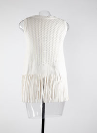 Fringed sleeveless top - White iridescent