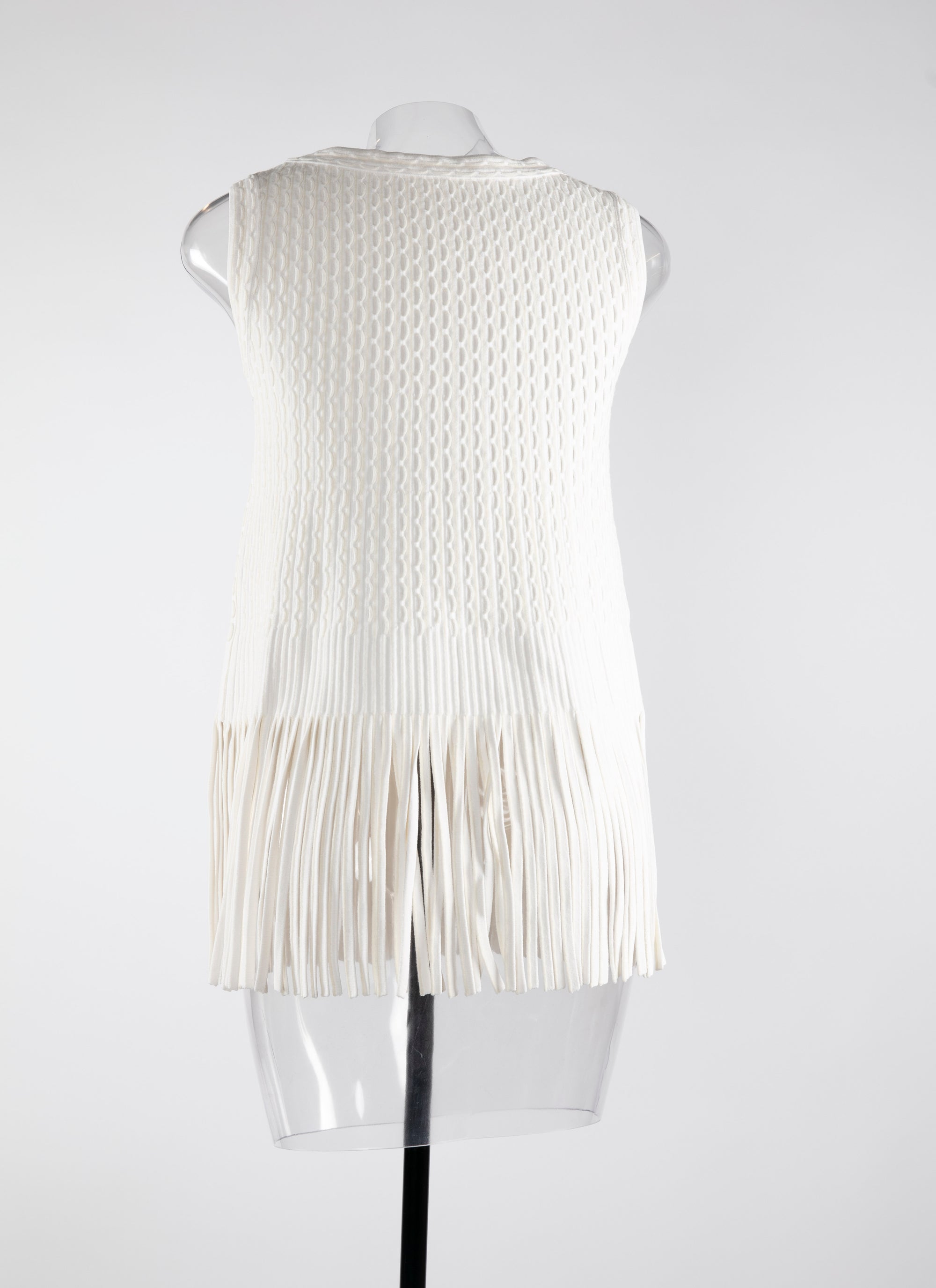 Fringed sleeveless top - White iridescent