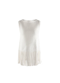 Fringed sleeveless top - White iridescent