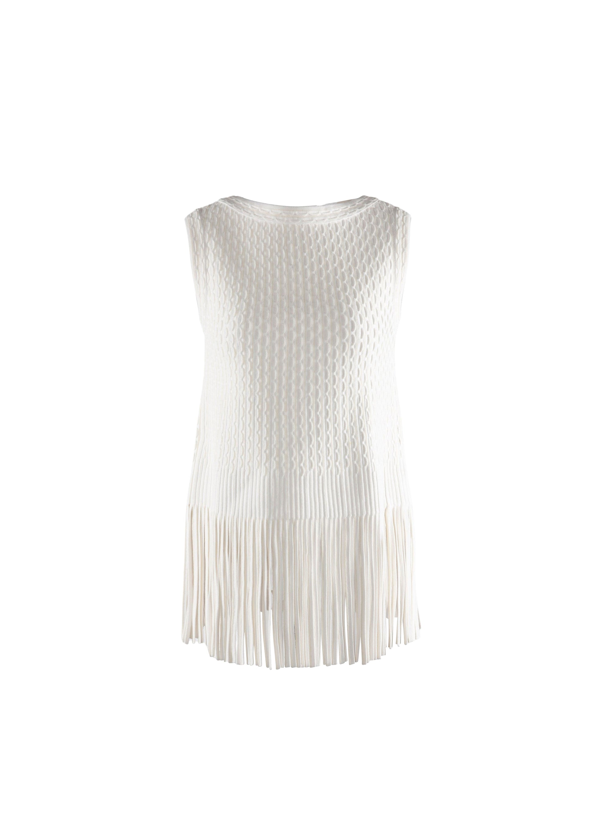 Fringed sleeveless top - White iridescent