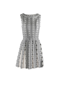 Sleeveless pleated tunic - White & Black