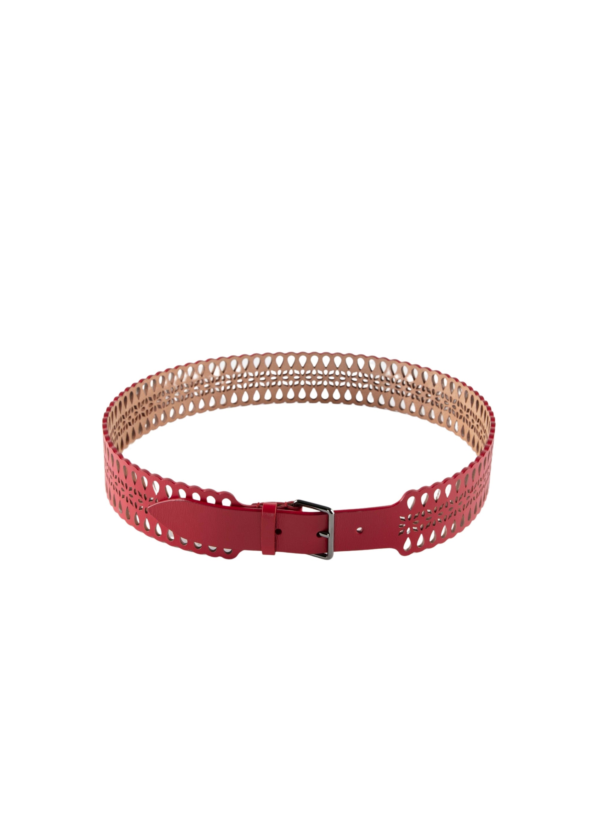 Ceinture à boucle ajourée en cuir - Laque