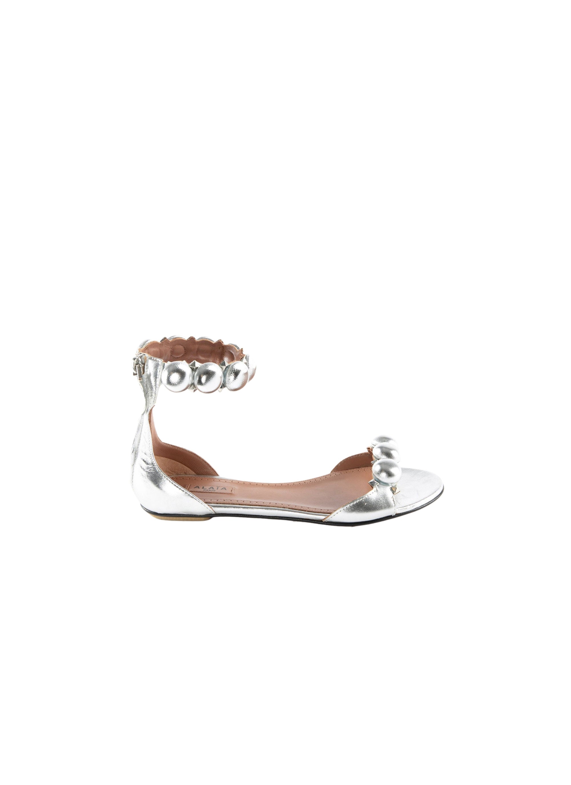 Bombe flat sandals in leather - Silver