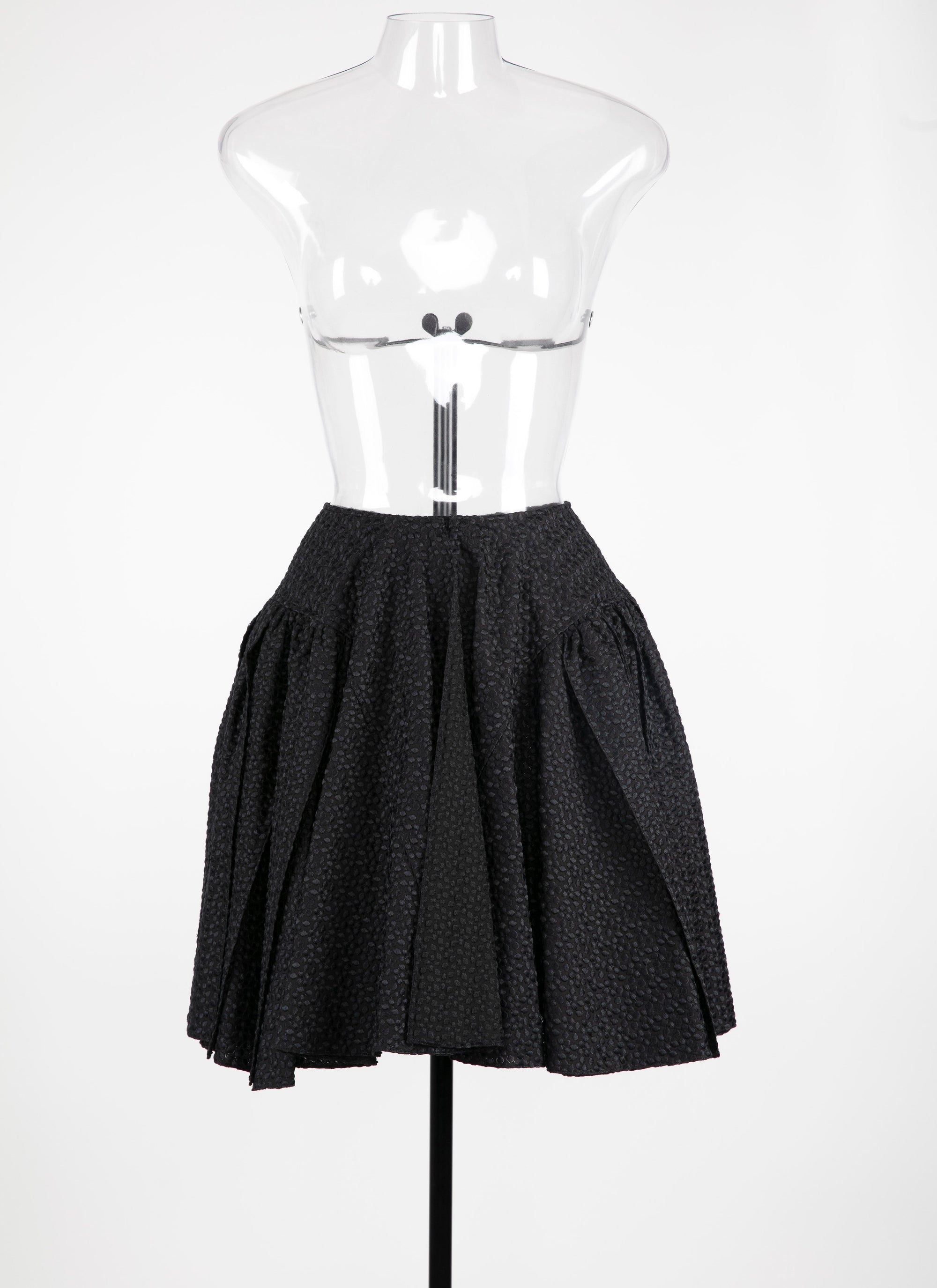 Plain pleated mini-skirt - Black intense