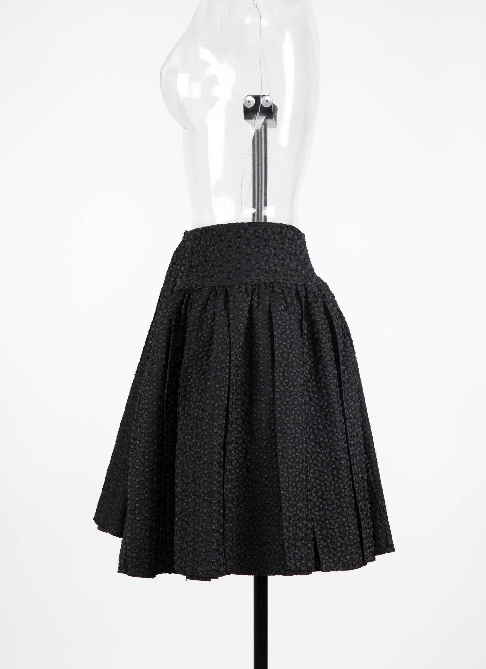Plain pleated mini-skirt - Black intense