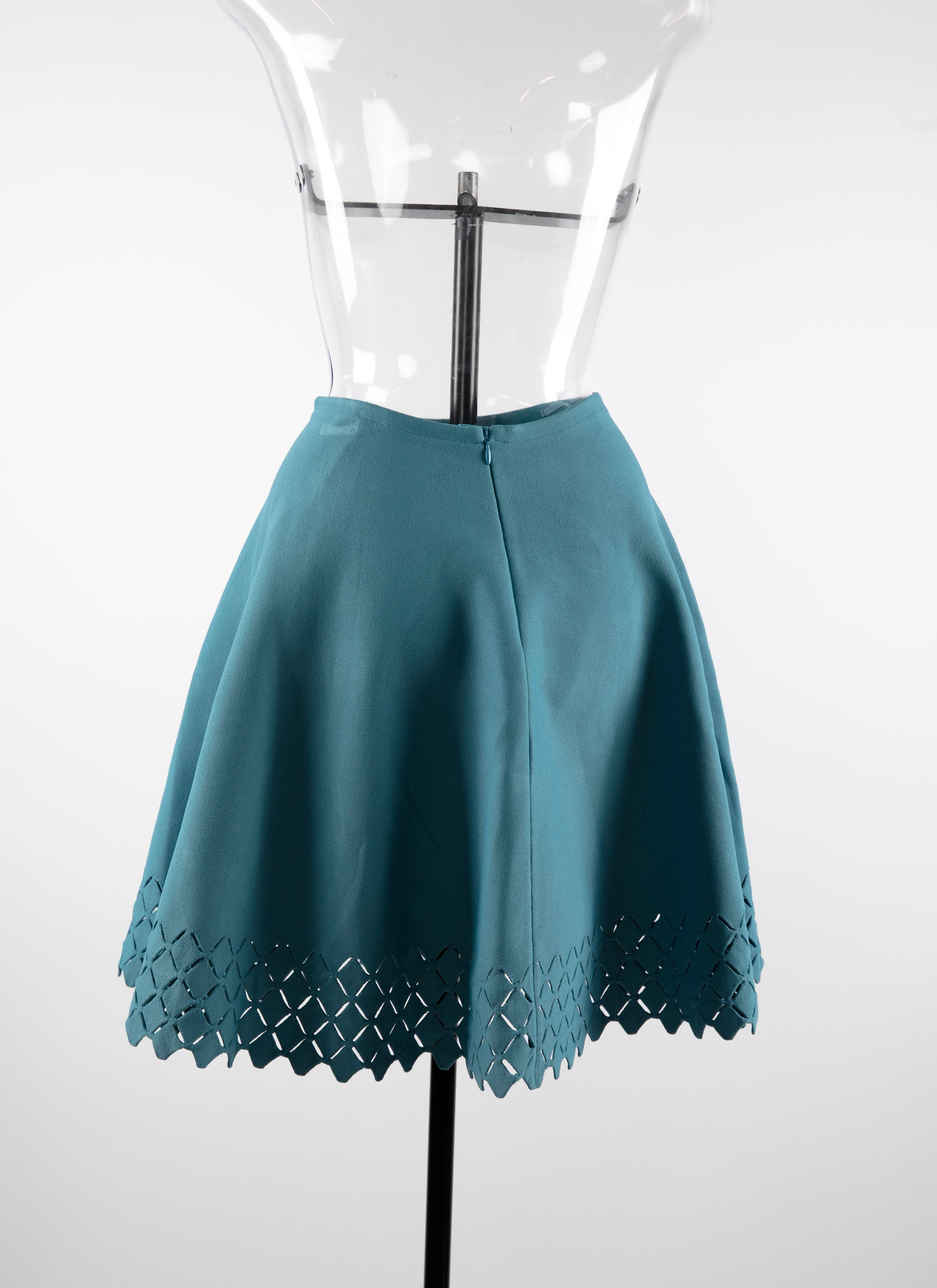 Plain short skirt with hemstitching - Glacier Blue