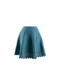 Plain short skirt with hemstitching - Glacier Blue