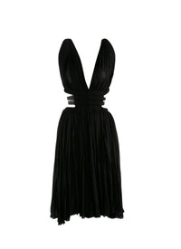 Short v-neck dress with gathered cut-outs - Black intense