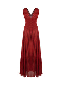Jersey sleeveless dress - Brick