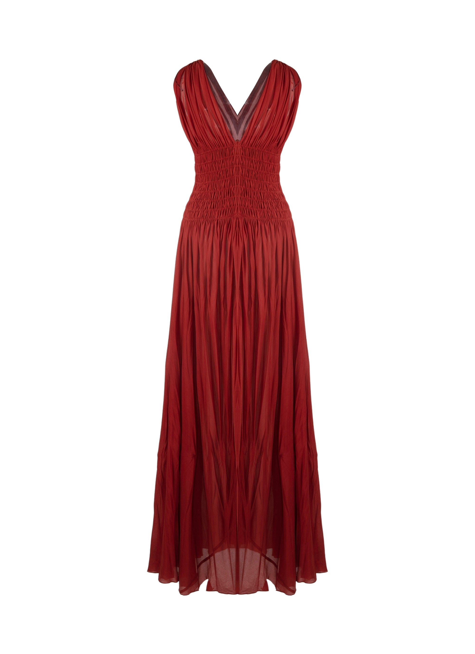 Jersey sleeveless dress - Brick