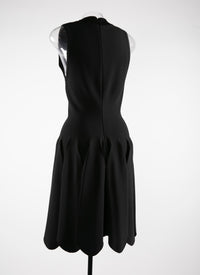 Origami effect v-neck sleeveless dress - Black intense
