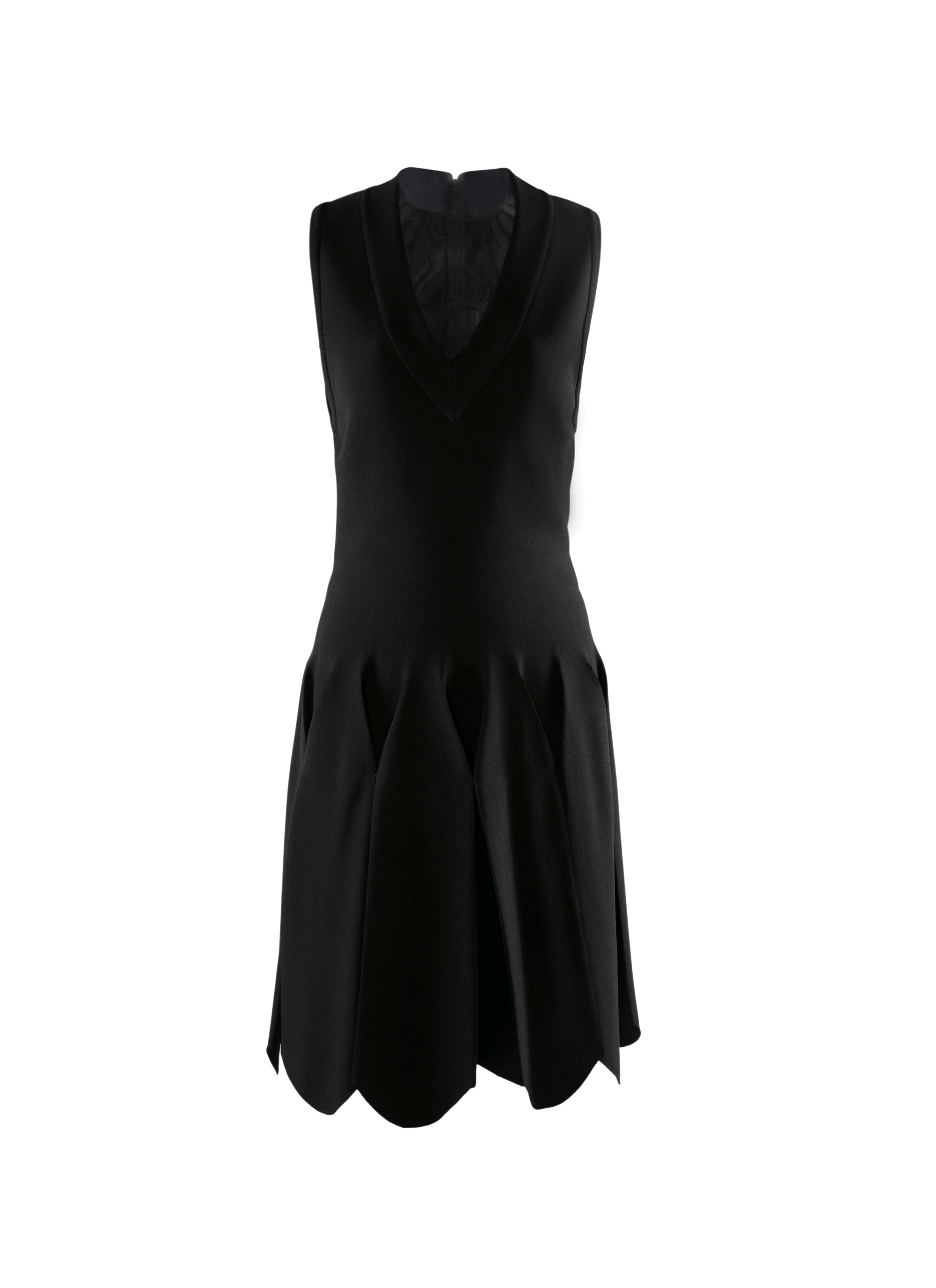 Origami effect v-neck sleeveless dress - Black intense